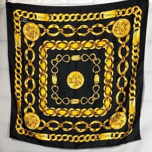 Black with Gold Coins and Cains - 34”x34”- Designer Inspired Upscale Luxury